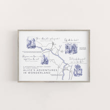 Load image into Gallery viewer, Alice's Adventures in Wonderland Map Landscape Print A4