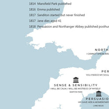 Load image into Gallery viewer, Map of Jane Austen Novels Print