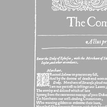 Load image into Gallery viewer, Comedy of Errors Shakespeare First Folio Print
