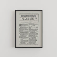 Load image into Gallery viewer, The Tragedy of Romeo and Juliet First Folio Print