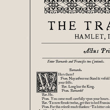 Load image into Gallery viewer, Hamlet First Folio Book Page Print
