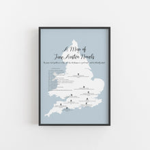 Load image into Gallery viewer, Map of Jane Austen Novels Print