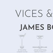 Load image into Gallery viewer, Vices and Villains in James Bond Films Print