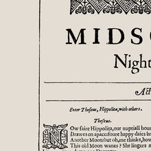 Load image into Gallery viewer, A Midsummer Night's Dream First Folio Print
