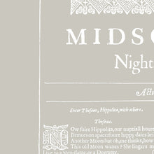 Load image into Gallery viewer, A Midsummer Night's Dream First Folio Print