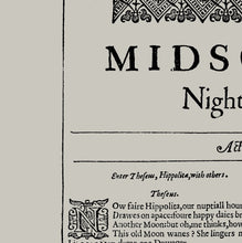 Load image into Gallery viewer, A Midsummer Night's Dream First Folio Print