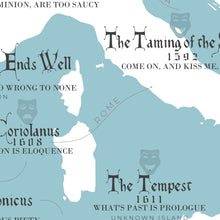 Load image into Gallery viewer, William Shakespeare Map of Plays Print