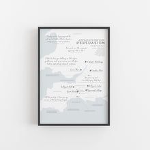Load image into Gallery viewer, Jane Austen Persuasion Infographic Map Print