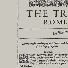 Load image into Gallery viewer, The Tragedy of Romeo and Juliet First Folio Print