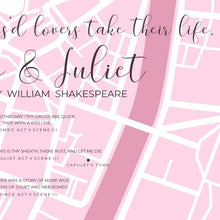 Load image into Gallery viewer, Romeo and Juliet Infographic Map Print