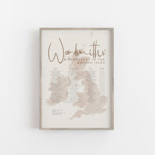 Load image into Gallery viewer, Wordsmiths' Birthplaces in the British Isles Map Print