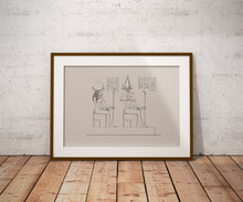 Load image into Gallery viewer, Tefnut and Thoth Ancient Egyptian Hieroglyphics Print No 1