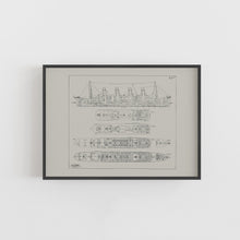 Load image into Gallery viewer, Titanic Ship Blueprint Poster