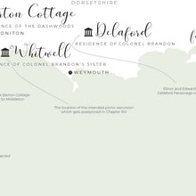 Load image into Gallery viewer, Jane Austen Sense and Sensibility Infographic Map Print