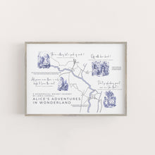 Load image into Gallery viewer, Alice&#39;s Adventures in Wonderland Map Landscape Print A4
