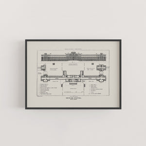 Bethlem Royal Hospital Blueprint - Bedlam Lunatic Asylum Floor Plan Print