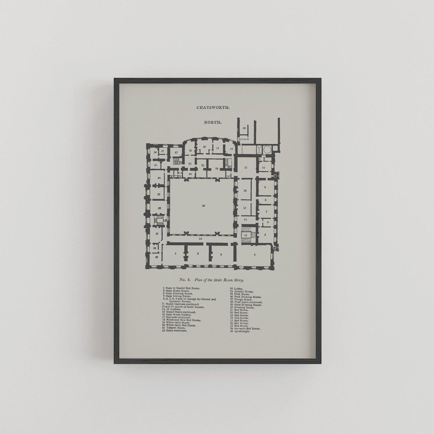 Chatsworth House Second Floor Plan Print