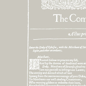 Comedy of Errors Shakespeare First Folio Print