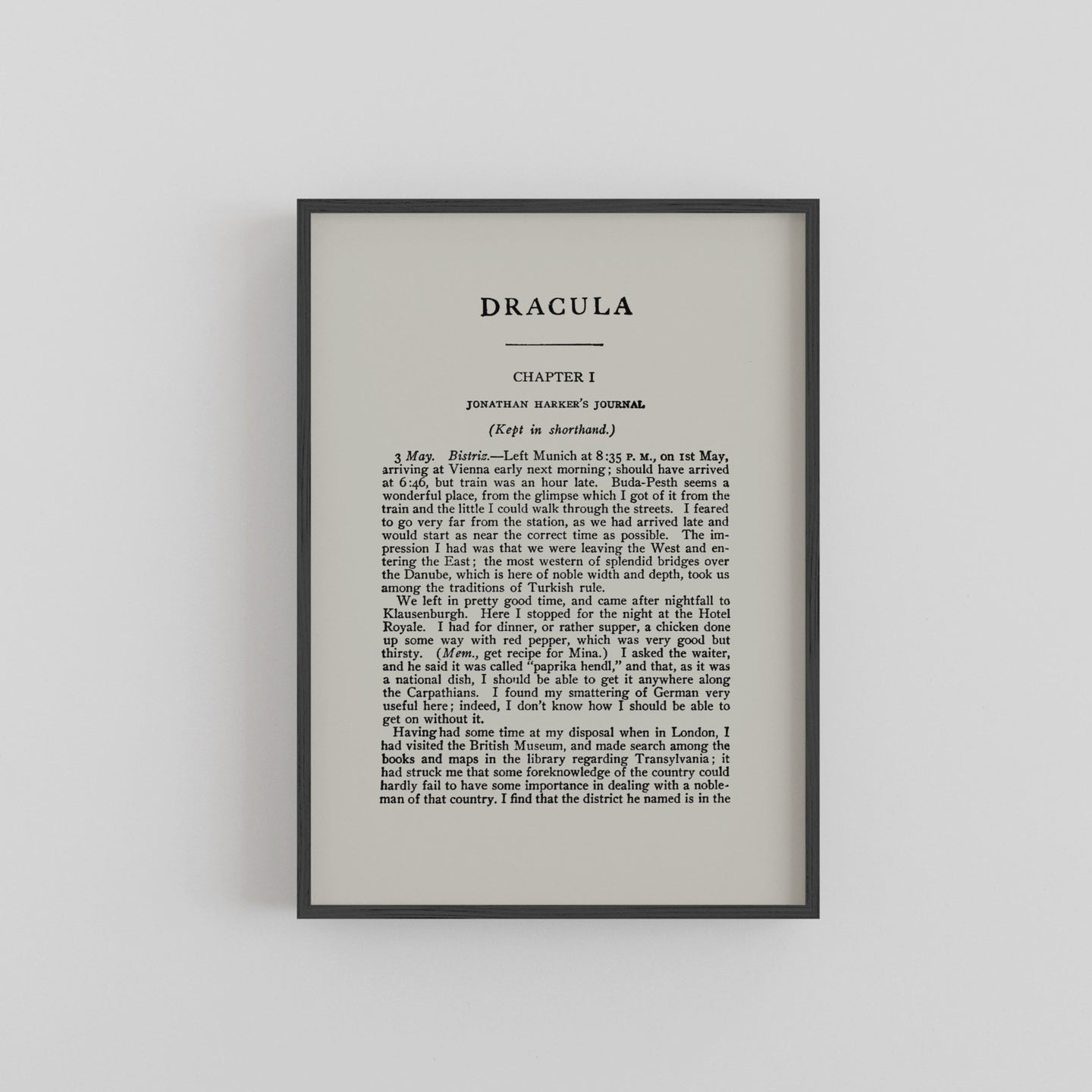 A5 Dracula Bram Stoker Book Page Print