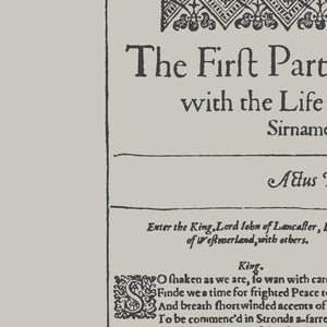 Henry IV Part One First Folio Print