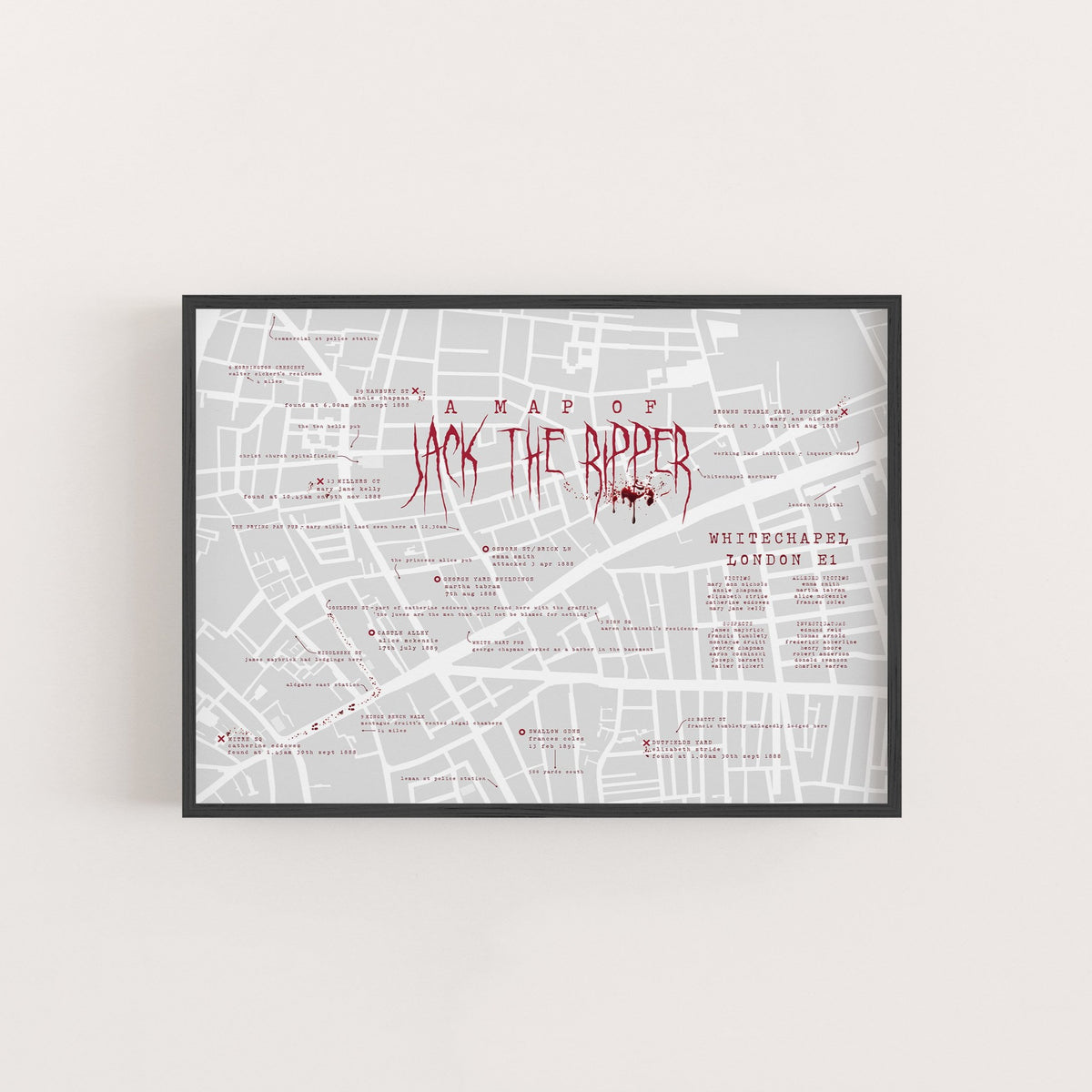 Jack The Ripper Serial Killer Map Print – Bibliotography
