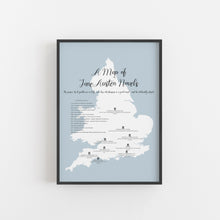 Load image into Gallery viewer, Map of Jane Austen Novels Print
