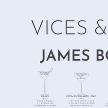 Load image into Gallery viewer, Vices and Villains in James Bond Films Print
