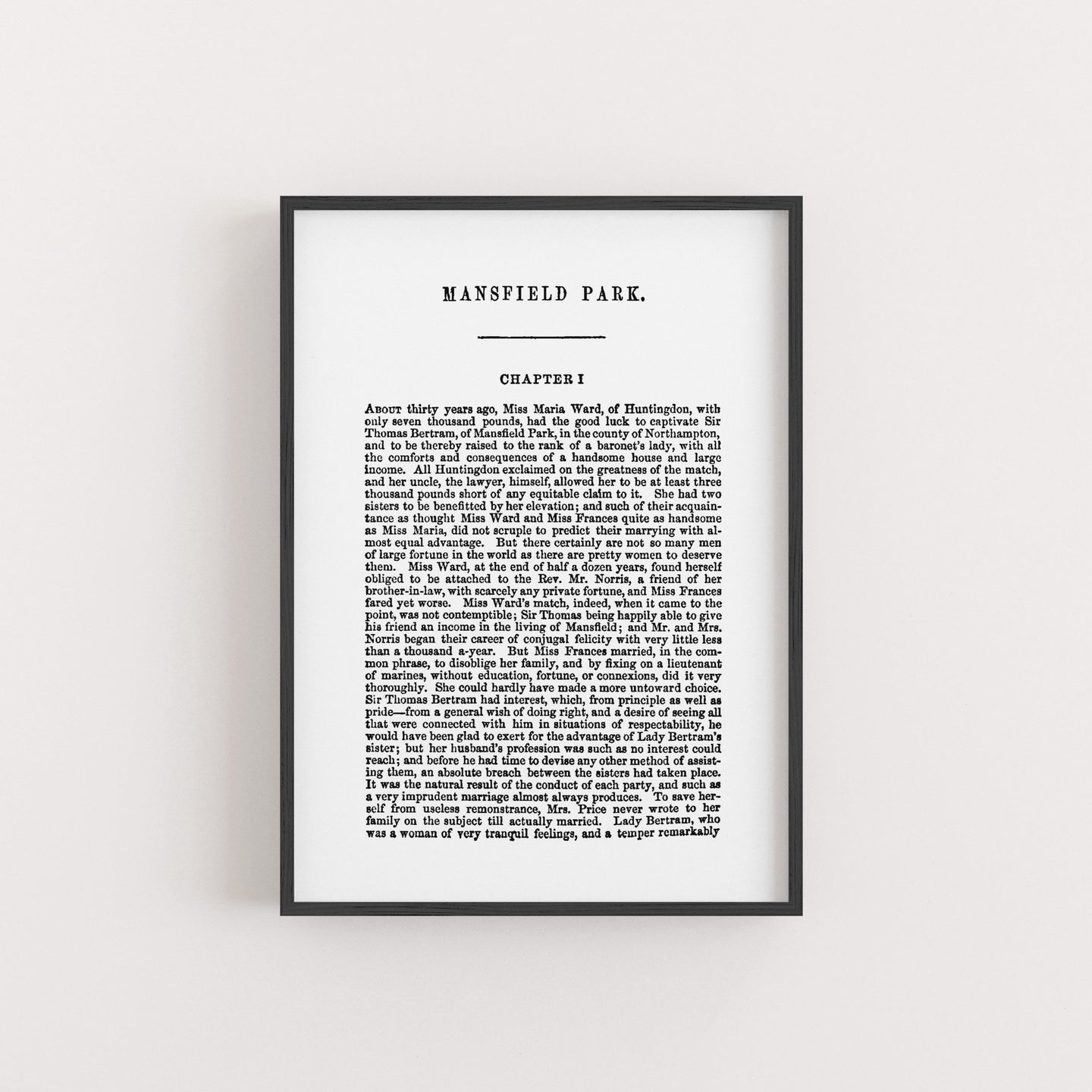 A5 Jane Austen Mansfield Park Book Page Print