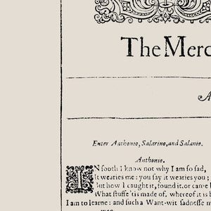 The Merchant of Venice First Folio Print
