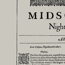 Load image into Gallery viewer, A Midsummer Night&#39;s Dream First Folio Print
