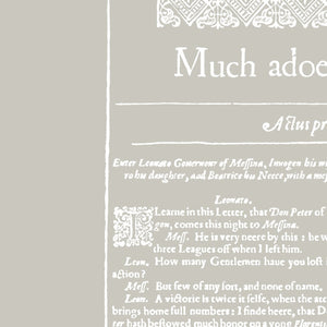 Much Ado About Nothing First Folio Print