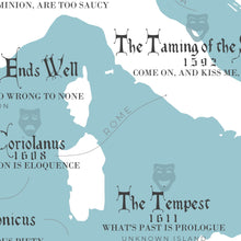 Load image into Gallery viewer, William Shakespeare Map of Plays Print
