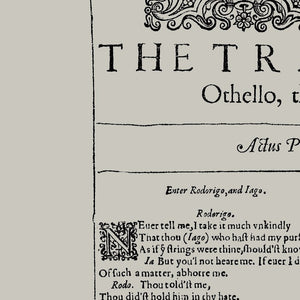 The Tragedy of Othello The Moor of Venice First Folio Print