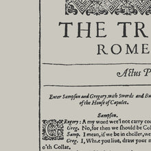 Load image into Gallery viewer, The Tragedy of Romeo and Juliet First Folio Print
