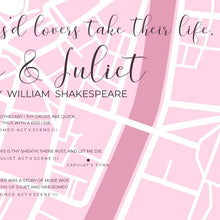 Load image into Gallery viewer, Romeo and Juliet Infographic Map Print
