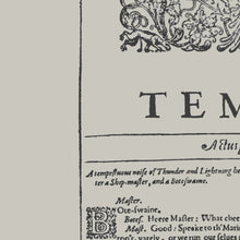 Load image into Gallery viewer, The Tempest William Shakespeare First Folio Print
