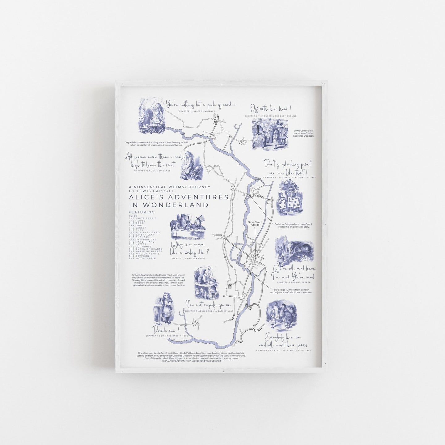 Alice's Adventures in Wonderland Map Print A3 A2