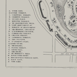 Regent's Park London Vintage Map Print