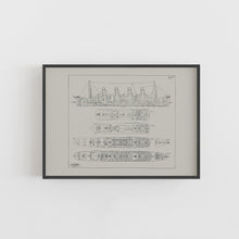 Load image into Gallery viewer, Titanic Ship Blueprint Poster
